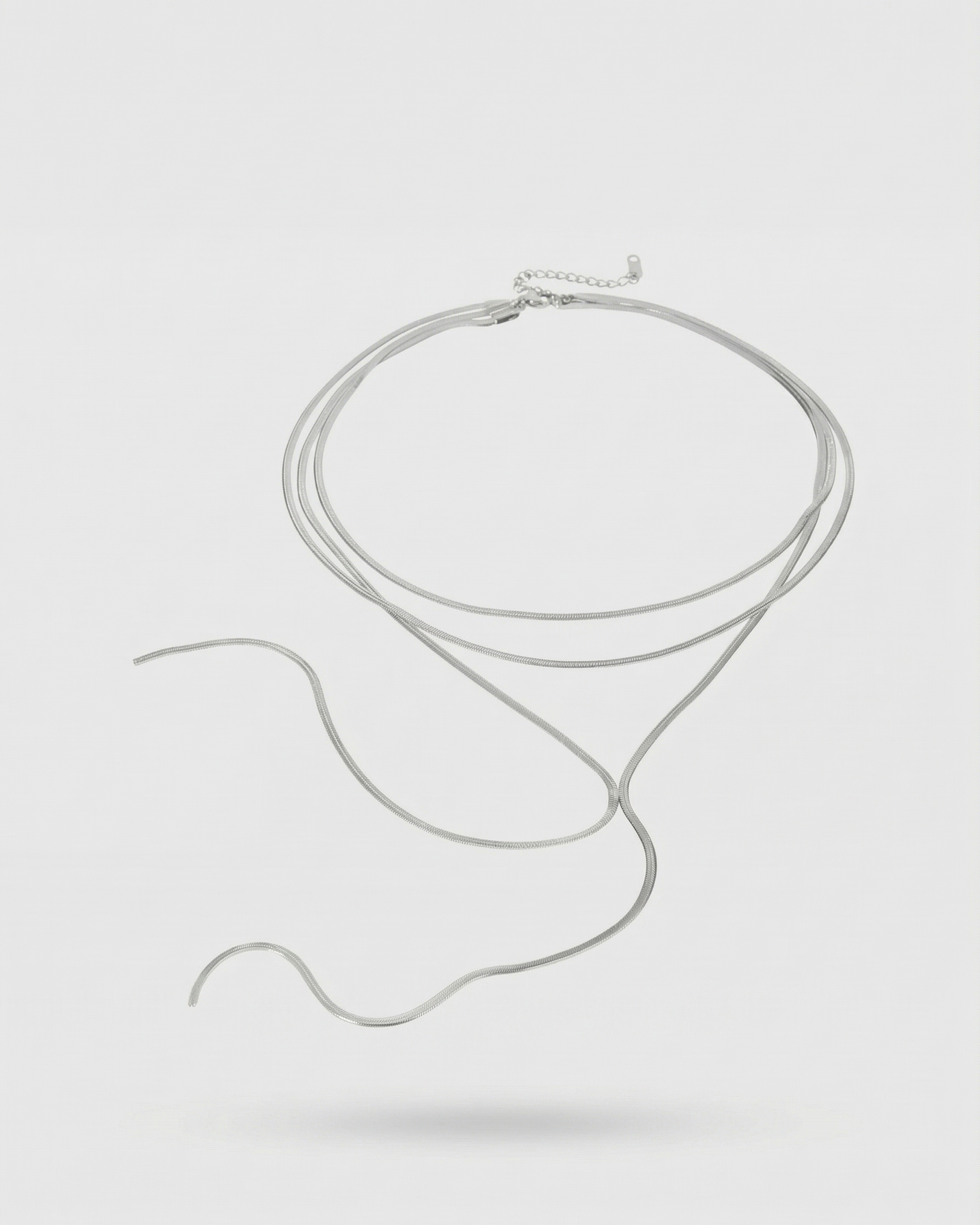 Silver necklace on a white background