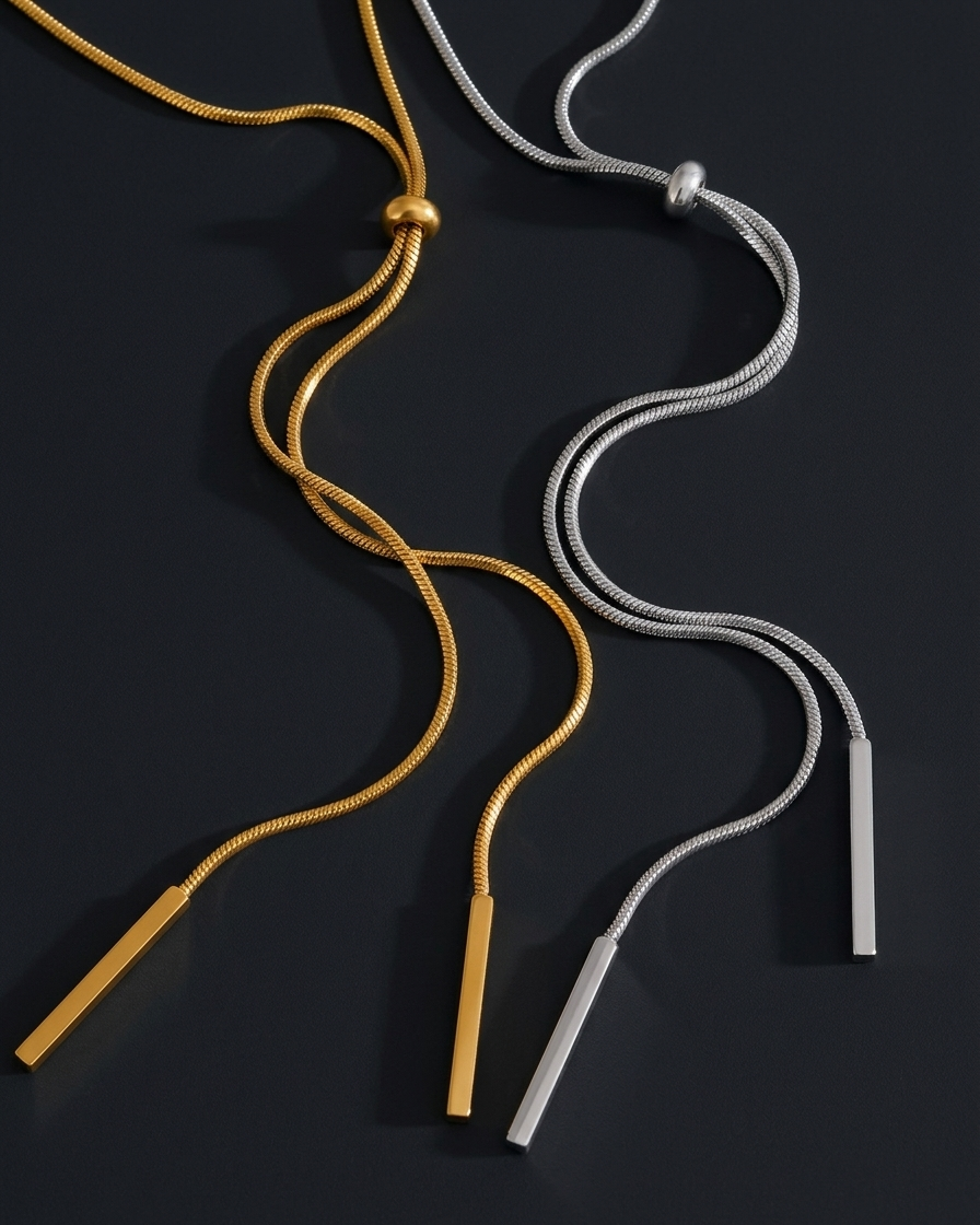 Gold and silver lanyards on a black background