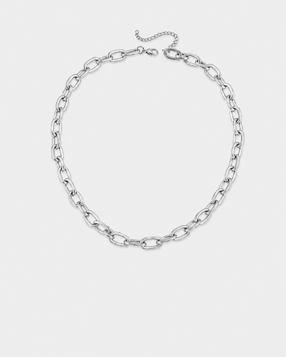 Classic Oval Link Necklace - Silver