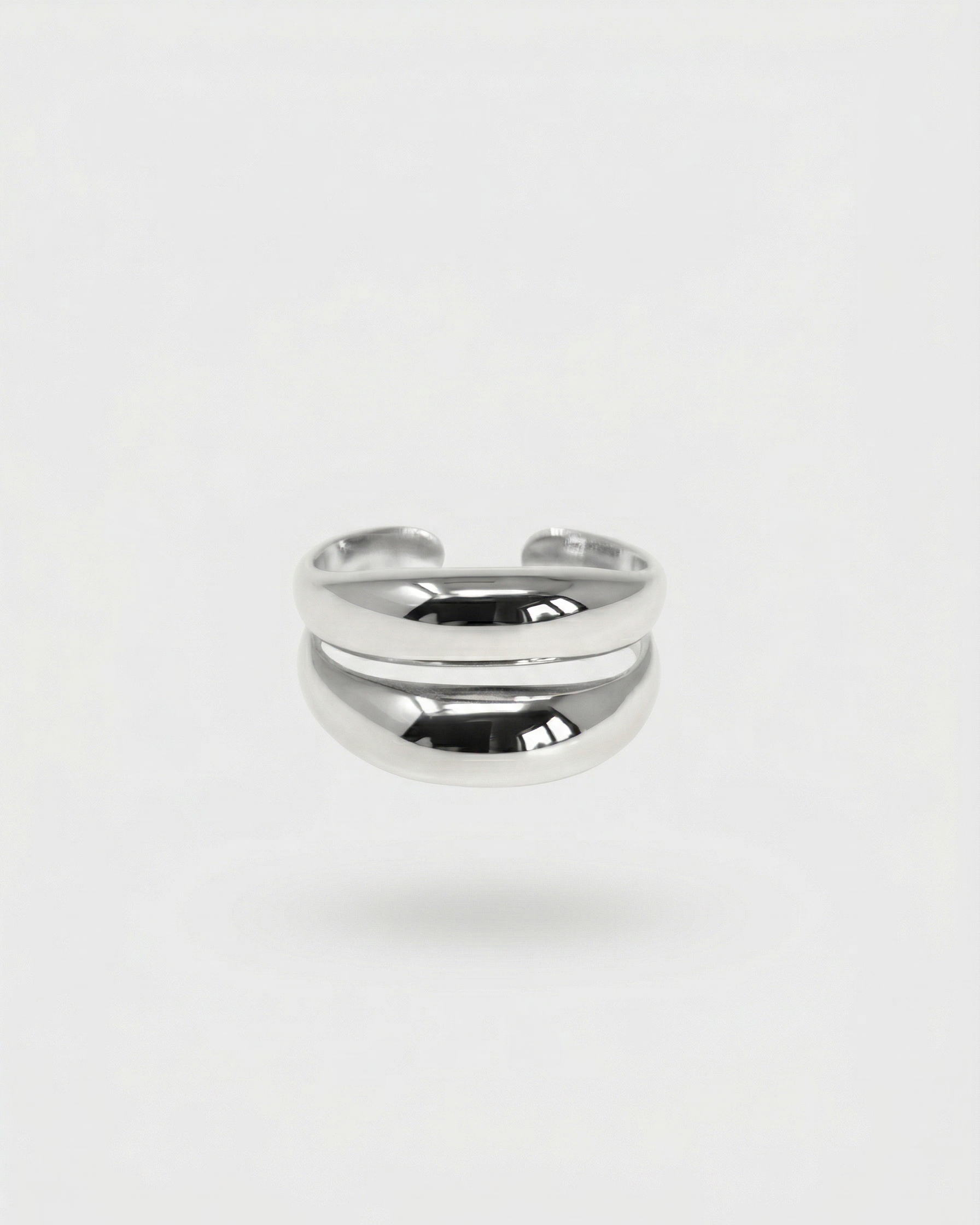 Silver ring on a white background
