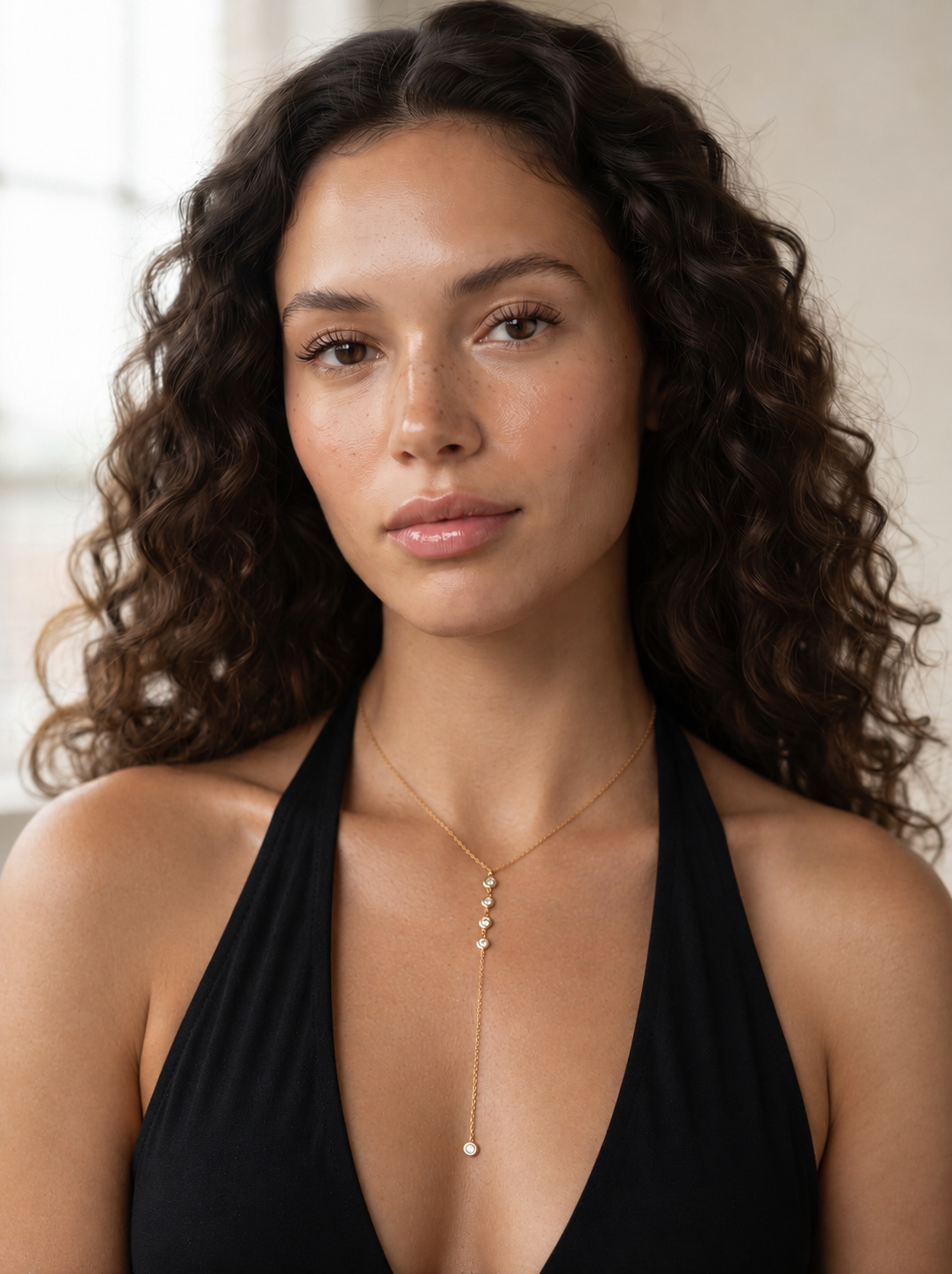 Nevada Bezel-Set Y-Drop Necklace